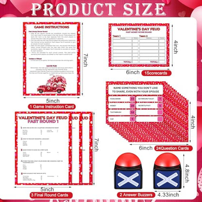 Syhood Valentine's Day Friendly Feud Game with 2 Answer Buzzers, Galentines Family Trivia Quiz Game Night, Fun Party Activities for Adults, Office, Classroom, Large Group and Team Building - style: Valentine's Day