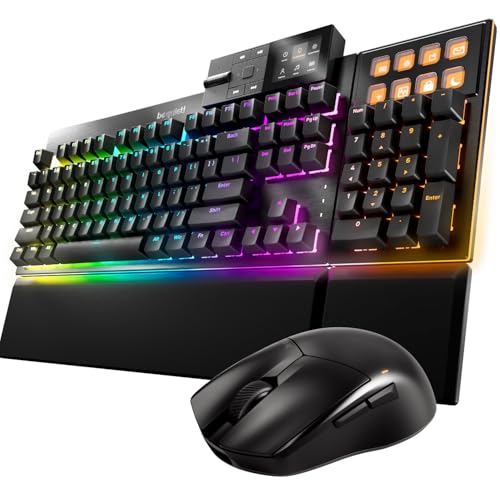 be quiet! Dark Mount Mechanical Keyboard and Dark Perk Ergo Wireless Gaming Mouse Bundle – Hot-Swappable Numpad, Display Keys, Silent Tactile Switches, 32,000 DPI Sensor, up to 110 Hours Battery Life