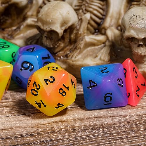 5 Sets Glow in The Dark DND Dice, 35Pcs Luminous Polyhedral Dice Set with 1 Leather Dice Bag, Glowing D&D Dice for RPG Table Games(5Sets/35Pcs Glowing Dice) - color: 5sets/35pcs Glowing Dice