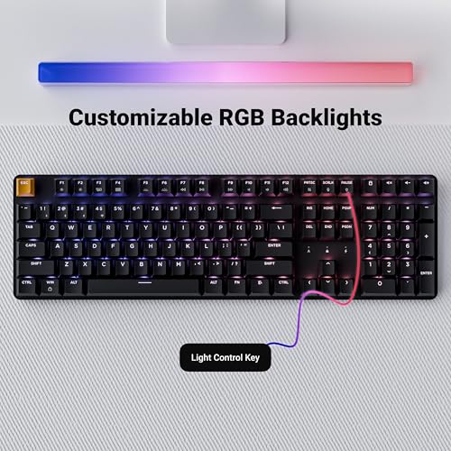 Keychron KJ5 Wireless Custom Mechanical Keyboard, 2.4 GHz Bluetooth QMK Full-Size Layout RGB, Hot-swappable Banana Switch Compatible with Mac Windows Linux, for Gaming Office - Black - style: Black - Banana Switch