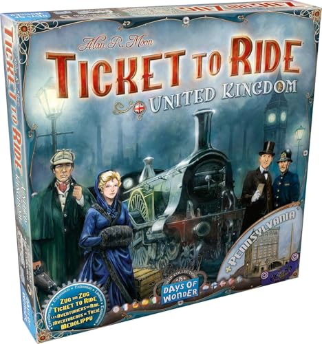 Asmodee Ticket to Ride United Kingdom + Pennsylvania Board Game Expansion - Strategy Game, Family Game for Kids & Adults, Ages 8+, 2-5 Players, 30-60 Minute Playtime | Train Route Strategy Game, Family Game for Kids & Adults, Ages 8+, 2-5 Players, 30-60 M