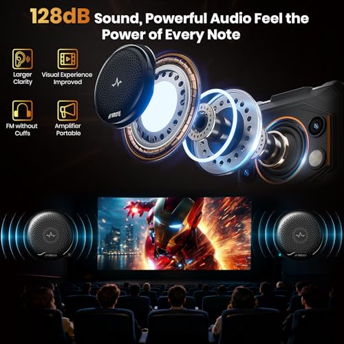 FOSSIBOT F110 Pro Rugged Smartphone Unlocked 5G Android 15, 128dB Loudest Speaker 20GB+128GB /2TB 10000mAH, 6.7'' HD Display 50MP Rear Camera, IP68/69K Waterproof, NFC/Dual SIM/Widevine L1 - color: Oranger