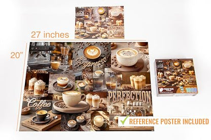 1000 Piece Collage Jigsaw Puzzle for Adults - Coffee Latte Espresso Collage - Challenging Puzzle Perfect for Game Nights - 1000 Piece for Adults. 20x27 inches (Mocha Medley) - color: Mocha Medley