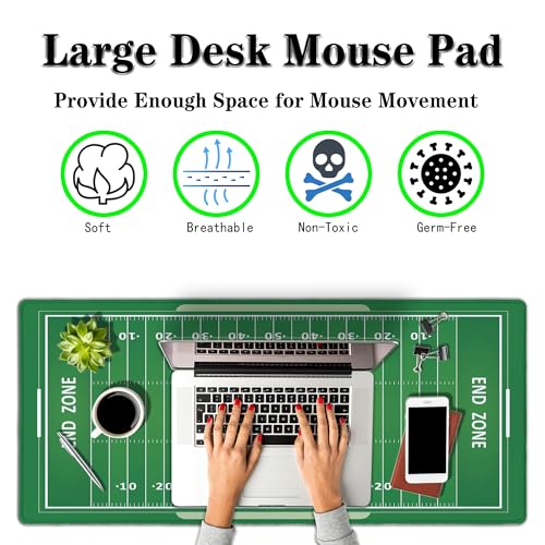 Green Desk Pads, Large Non-Slip Mousepads, Gaming Desk Pad - 35.4 X 15.7 inch for Work, Game, Home - American Football Field - color: Football Field Form