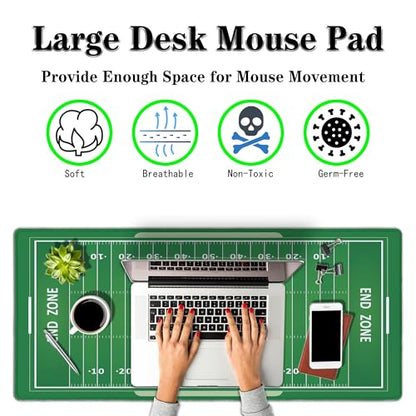 Green Desk Pads, Large Non-Slip Mousepads, Gaming Desk Pad - 35.4 X 15.7 inch for Work, Game, Home - American Football Field - color: Football Field Form