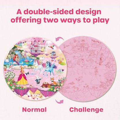 SYNARRY Unicorn Princess Mermaid Fairy Floor Puzzle for Kids Ages 3-5, Large 70 Piece Wooden Puzzle for Kids Ages 4-6, Preschool Toys Gifts for 3 4 5 6 7 8 Years Old Boys Girls Children - style: Unicorn Princess Mermaid Fairy