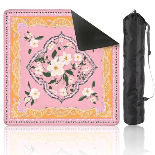 Mahjong Mat 31.5" x 31.5" Floral Bandana Pink White Blossoms Non-Slip Noise Reduction Mahjong Tiles Table Cover for Dominoes Poker Card Board and Tile Games - color: Color4