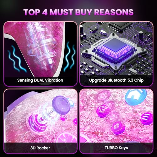 Xexvyrin RGB Wireless for X-Box Controller, Compatible with X-Box One X|S, Series PC, Special Edition Custom Controller 6-Axis Motion Control/3.5mm Audio Jack/Dual Vibration/Macro Function/Turbo（pink） - color: pink