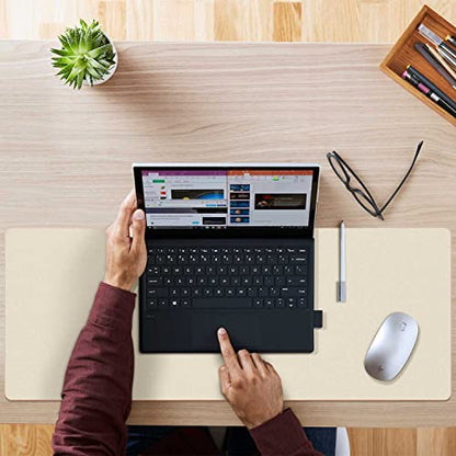 Aothia Double-Sided PU Leather Desk Pad - Non-Slip Large Mouse Pad & Desk Mat for Office, Home - Waterproof, Easy to Clean, Durable Dual-Sided Surface (36" x 17", Beige) - color: Beige, size: 36" x 17"