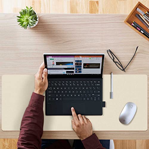 Aothia Double-Sided PU Leather Desk Pad - Non-Slip Large Mouse Pad & Desk Mat for Office, Home - Waterproof, Easy to Clean, Durable Dual-Sided Surface (31.5" x 15.7", Beige) - color: Beige, size: 31.5" x 15.7"