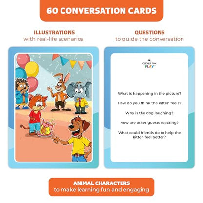Who What Why Conversation Cards for Kids, Speech Therapy Materials, Ages 4+ | Educational game, social skills flash cards, emotional regulation tool, sequencing activity, therapy toy, learning resource