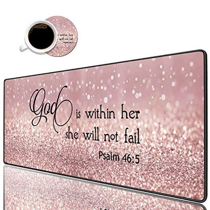 Desk Pad Gaming Mouse Pad,Stitched Edges Design Large Mouse Pad for Laptop Computer Chicago Skyline Scene at Night Desk Writing Mat for Office & Home - color: Bible Verse Psalm 46:5