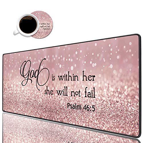 Desk Pad Gaming Mouse Pad,Stitched Edges Design Large Mouse Pad for Laptop Computer Chicago Skyline Scene at Night Desk Writing Mat for Office & Home - color: Bible Verse Psalm 46:5