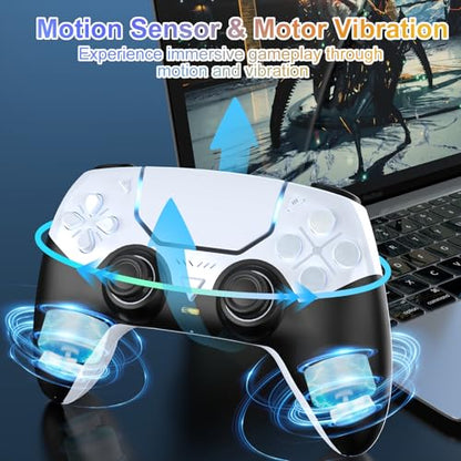SWVOE Controller for P5, Wireless P 5 Remote Compatible with P 5/PC/Steam Deck, Support Programmable, Vibration, 6-Axis Sensor, Speaker, Mute, and Audio Jack (White)