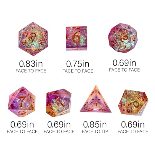 7PCS DND Dice Set,Transparent Sharp Edge Dice Set D&D RPG Polyhedral Die,for Dungeons and Dragons TTRPG Games Roleplaying Games Pathfinder,with Gift Box(Purple and Orange) - color: Purple and Orange