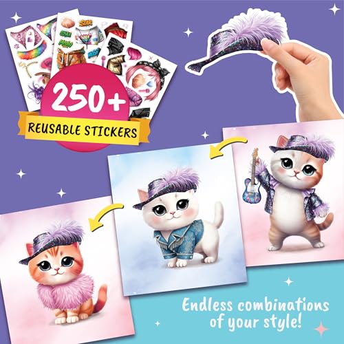 Sticker Dress Up Activity Book for Kids Superstar Kitten - color: Dress Up - Superstar Kitten