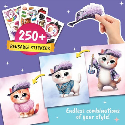 Sticker Dress Up Activity Book for Kids Superstar Kitten - color: Dress Up - Superstar Kitten