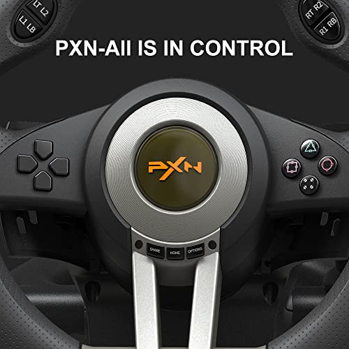 PXN V3 PRO Racing Wheel with Pedals for PC, Xbox, PS4, Switch | 11-Inch Wheel, Vibration Feedback, Paddle & Sequential Shifting, 180° Steering, 2-Pedal, Plug & Play Setup for Easy Gaming - color: Black