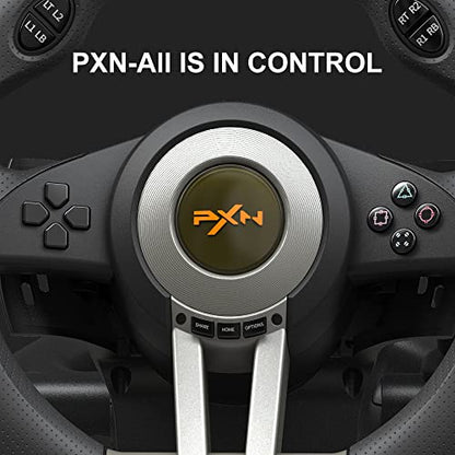PXN V3 PRO Racing Wheel with Pedals for PC, Xbox, PS4, Switch | 11-Inch Wheel, Vibration Feedback, Paddle & Sequential Shifting, 180° Steering, 2-Pedal, Plug & Play Setup for Easy Gaming - color: Black