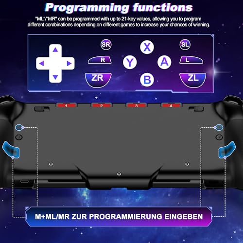 Gammeefy Switch Controller – Hall Effect Joysticks & Enhanced Grip – One Piece Switch Joypad Replacement Switch Pro Controller with 8-Color RGB Lighting, Turbo, Macros - Starry Sky, 6.2"/7" - color: Starry Sky, size: 6.2"/7"