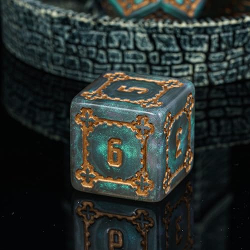 cusdie 7 Pcs 25mm Giant DND Dice with Dragon Eye Dice Bag, Polyhedral Dice Set, D&D Dice for Pathfinder RPG(Gray Green) - color: Light Green