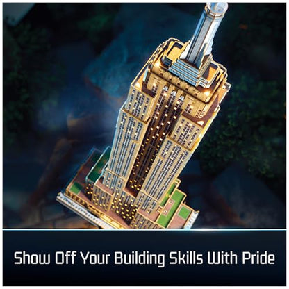 4D Build Empire State Building Replica 3D Puzzle Model Kit for Adults | 479 Premium EPS Foam Pieces, No Glue or Tools Required, Home Decor Collectible Figure for Display, Screen-Free Hobby Ages 12+