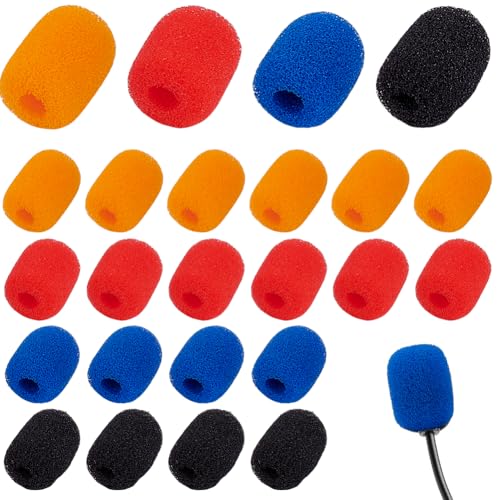 AHANDMAKER 40 Pack Mini Microphone Windscreen Microphone Foam Cover 4 Colors Foam Pop Filter for Podcast Studio Live Stream Gaming Recording Music Festival Stage Decoration