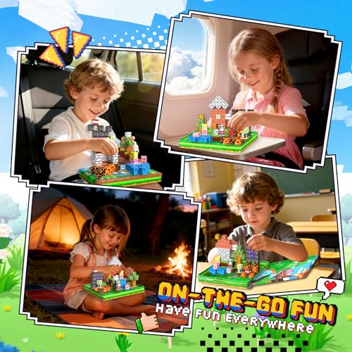 99PCS Magnetic Blocks Travel Toys, Magnet Building Blocks with Portable Metal Box, Mini Construction Travel Magnetic Tiles for Toddlers Boys Age 3-5 4-8 8-12, STEM Sensory Outdoor Travel Toys Gifts