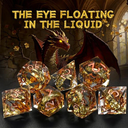 FONVGOGO Magic Lord Rings D and D Dice Set, Sharp Edge Resin DND Dice with Box 7Pcs Dungeons and Dragons Polyhedral Dice Set for Role Playing Game Gift Tabletop Games (Ring Copper) - color: Ring Copper