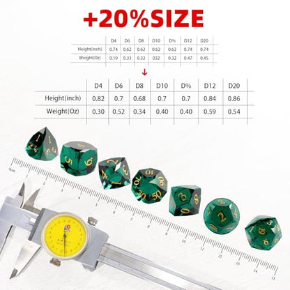 Unique Gemstone Dice Set 7PCS, Handmade Natural Stone Polyhedral DND Dice with Premium Gift Case for Board Game Lovers Birthday Gift (SJ-002-FBA) - color: Sj-002-fba