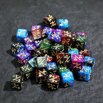 SIXPOINTS 48Pcs 12mm MTG Counter Dice Plus 1 Life Counters +1/+1 Tokens 4 Color 6 Sided Dice Set with Case for Magic The Gathering, MTG, TCG, Card Games Accessories (Red & Green & Blue & Purple) - color: Red & Green & Blue & Purple