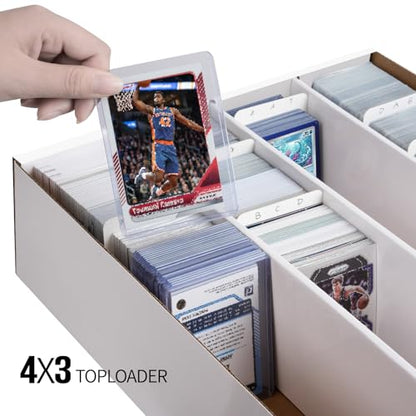 2/4 Pack Cardboard Card Storage Box, Bulk Card Storage Box Cardboard | 4 Row 3200 Count Trading Card Storage Box, Bulk Trading Card Organizer Box for Sports Baseball TCG and Toploader Cards - size: 2-pack