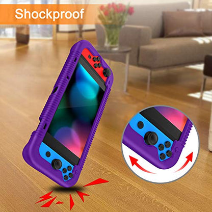 FINTIE Soft Silicone Protective Case Compatible with Nintendo Switch 2017 | Ergonomic Grip Design, Kickstand Compatible, Anti-Slip, Anti-Scratch & Shock-Absorption Grip Case for Switch 6.2-inch, Purple - color: Purple