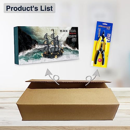 Piececool 3D Metal Puzzles for Adults, Black Pearl Pirate Ship Model Kits with DIY Tools, Watercraft Metal Model Building Kit for Birthday Christmas Gifts - color: Black Pearl&Tools
