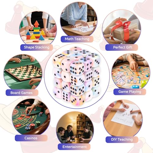 36 Pieces 12mm 6 Sided Mini Dice Set,Mixed ColoursD6 Game Dice Set,6 Sided Standard Game Dice for Board Games Dice Games Classroom Teaching Dices Game,with Portable Gaming Box(Yellow Blue Purple) - color: D6-orange Yellow Blue Purple