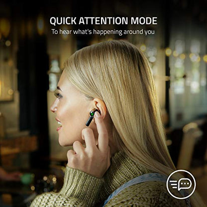 Razer Hammerhead True Wireless Pro Bluetooth Gaming Earbuds: THX Certified - Advanced Hybrid Active Noise Cancellation - 60ms Low-Latency - Touch Enabled - <20 Hr Battery Life - Classic Black - style: Classic