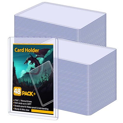 Sooez 48 Card Sleeves Hard Plastic Card Holder for Trading Card 3"x4", 35PT | for Baseball Card, Rigid Card Protector, Penny Sleeves for Collectible Game Cards, Premium Standard Size Sports Football Card - size: 48 Hard Sleeves