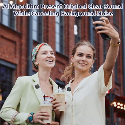 NPTCL Mini Wireless Lavalier Microphone USB C for iPhone 17/16/15, Android | Ai Noise Cancelling Clip on Lapel Mic, 35 Hour Charging Case, 328Ft Transimission for Video Recording Vlog Tiktok YouTube - style: Ai Noise Canceling-for All iPhone and Android