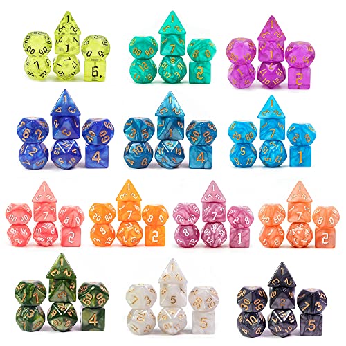 DND Dice Sets, 175Pcs Polyhedral D&D Dice with 4 Leather Bags for D&D Role-Playing Games, RPG Table Games(25Sets) - color: 25sets/175pcs