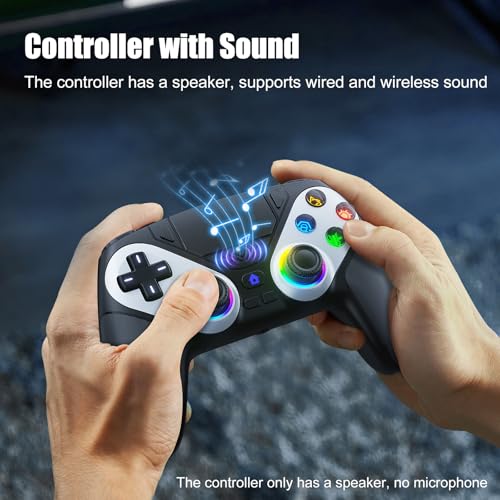 Nonbliep LED Wireless Controller for PS5, Compatible with PS5/PC, Dual Vibration, Macro/Turbo Function, 3.5mm Audio Jack, 6-Axis Motion Control Gamepad with Speaker - color: Black