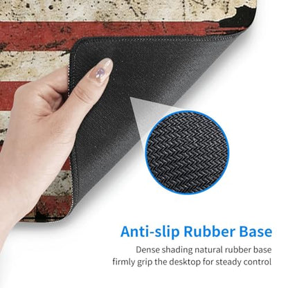 Large Gaming Mouse Pad Desk Mat, American Antique Flag Extended Keyboard Mouse Pad Mousepad with Non-Slip Base and Stitched Edge Mouse Mat Desk Pad Mouse Pads for Desk Home Office, 31.5 x 11.8 - color: American Antique Flag