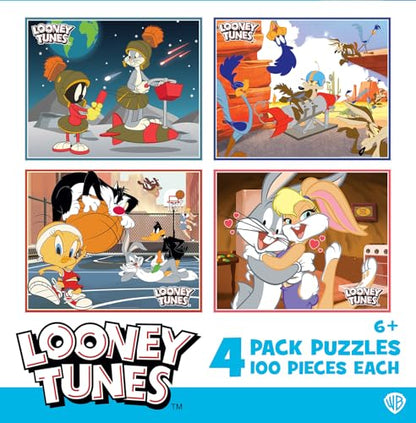 MasterPieces Puzzle Set - 4-Pack 100 Piece Jigsaw Puzzle for Kids - Looney Tunes 4-Pack - 8"x10" - style: Looney Tunes