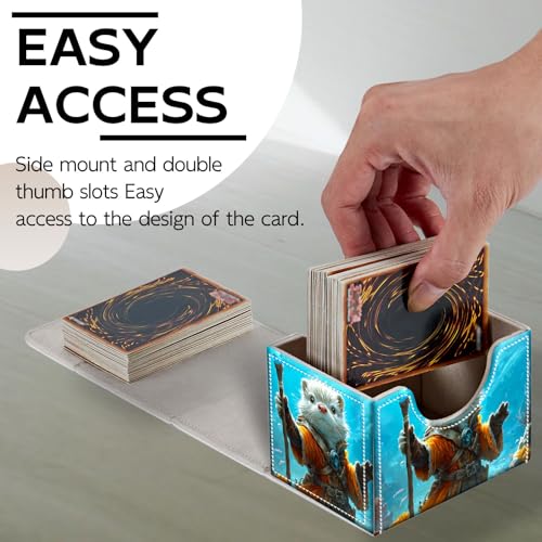 Trading Card Storage Box, Holds 100+ for MTG Cards, PU Leather with Magnetic Closure, Otter Mage with Staff Underwater Durable Deck Box for Magic the Gathering, Trading Card Games - color: Otter Mage with Staff Underwater