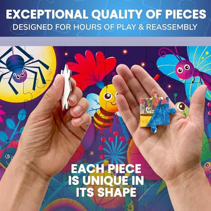 30 Pieces Puzzles for Kids Ages 3-5 – 4 Jigsaw Toddler Puzzles Ages 4-6 | Glow-in-The-Dark Dinosaur and Animals Learning - Educational Jigsaw Puzzle for Ages Kids 4-8 Years Old - color: Dinosaur & Animals