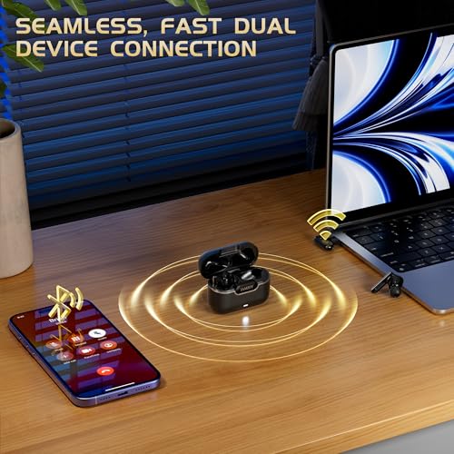 IAMJOY Gaming Earbuds, 20ms Low Latency, Active Noise Cancelling with 6 Mic, 2.4GHz & Bluetooth, 35 Play Time, Wireless Earbuds Compatible with Meta Quest 3/2, PS5/4, Steam Deck, VR, Switch, PC - color: Black