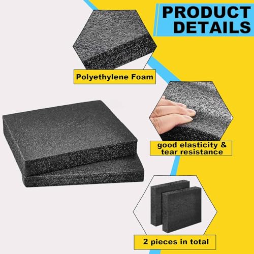 Hoolerry 2 Pcs Customizable Polyethylene Foam Packing Inserts for Cases Thick Polyethylene Cuttable Foam Sheet for Tool Box, Camera, Crafts, Storage and Crafts (12" X 12" X 2",Black) - size: 12" X 12" X 2"