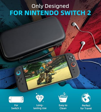 TiMOVO Carrying Case Compatible with Nintendo Switch 2, Black | Travel Carry Case, 10 Game Cartridges & Pocket, Protective Portable Hard Shell Pouch, For Console & Accessories - color: Black