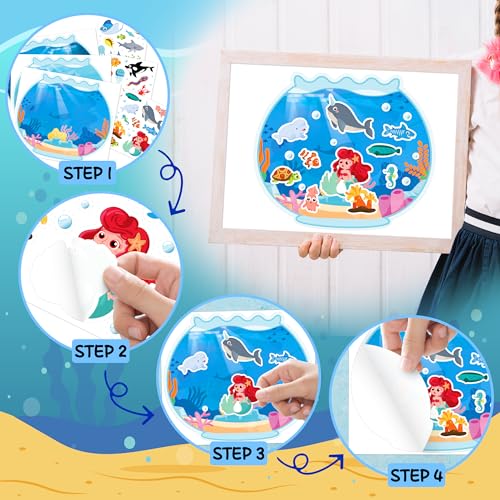 24 Sheets Ocean Stickers with Under The Sea Scenes, Make Your Own Sea Life Animal Fish Stickers, Ocean Summer Crafts Activities for Kids - style: Ocean 24 Sheets