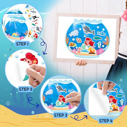 24 Sheets Ocean Stickers with Under The Sea Scenes, Make Your Own Sea Life Animal Fish Stickers, Ocean Summer Crafts Activities for Kids - style: Ocean 24 Sheets