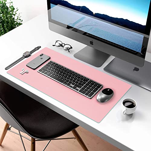 Aothia Double-Sided PU Leather Desk Pad - Non-Slip Large Mouse Pad & Desk Mat for Office, Home - Waterproof, Easy to Clean, Durable Dual-Sided Surface (23.6"x13.7", Pink) - color: Pink, size: 23.6" x 13.7"
